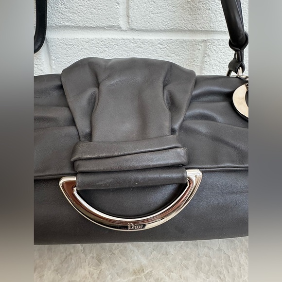 Christian Dior Dark Grey Leather Small Demi Lune Flap Bag - Picture 2 of 16